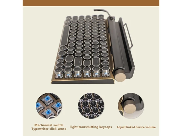 Typewriter-Style Retro Mechanical Keyboard — Bluetooth Keyboard, TOOYA