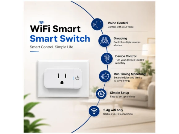 White Wi-Fi Smart Plug, 4 Pack — Smart Plug, TOOYA