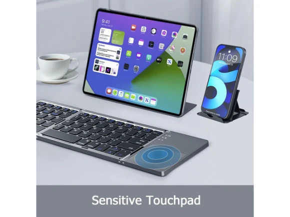 Foldable Bluetooth Keyboard with Touchpad, Space Gray — Bluetooth Keyboard, usbroway