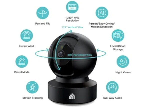 Indoor Pan-Tilt Security Camera — Security Camera, Kasa Smart
