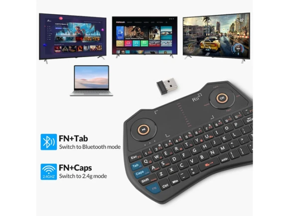 Mini Keyboard Remote Control with Touchpad — Bluetooth Keyboard, Rii