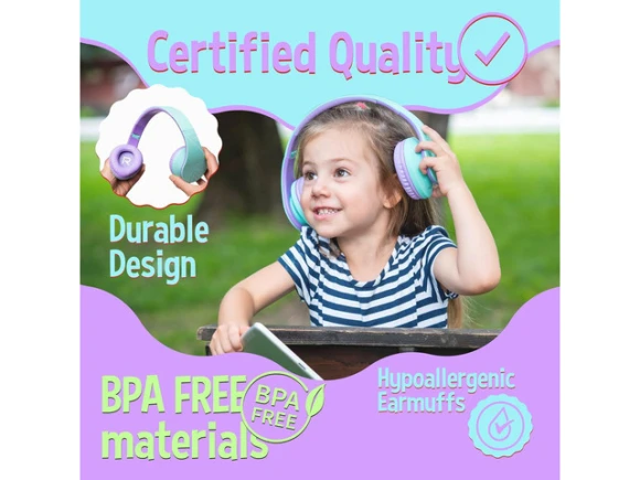 Over-ear Bluetooth wireless headphones for kids — Wireless Earbuds, PowerLocus