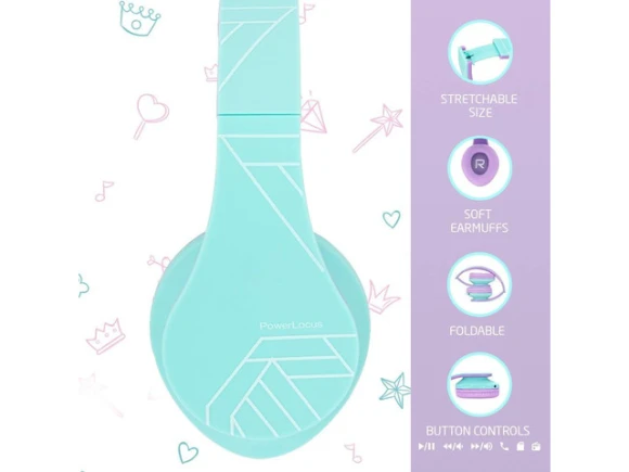 Over-ear Bluetooth wireless headphones for kids — Wireless Earbuds, PowerLocus
