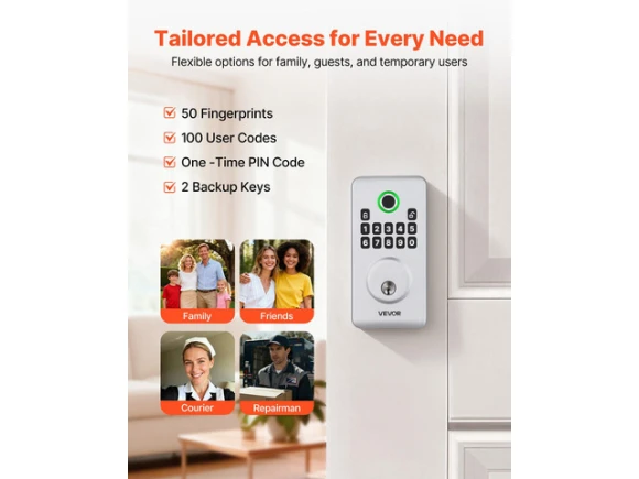 Electronic Biometric Deadbolt Door Lock — Smart Lock, VEVOR