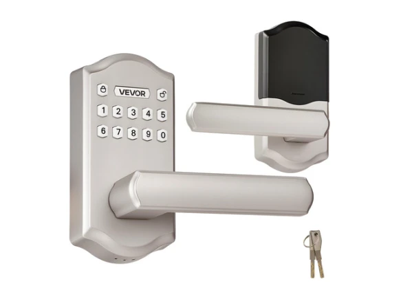 Electronic Lever Door Lock with Handle and Keypad, Satin Nickel — Smart Lock, VEVOR