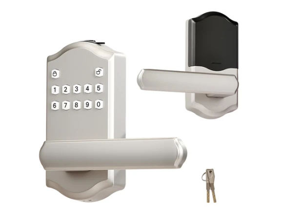 Electronic Lever Door Lock with Handle and Keypad, Satin Nickel — Smart Lock, VEVOR