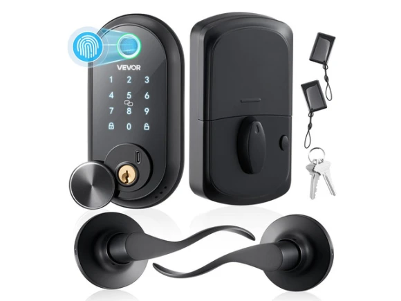 Fingerprint Door Lock Set with Electronic Biometric Deadbolt and Handle — Smart Lock, VEVOR