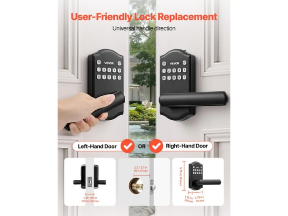 Keyless Entry Electronic Lever Door Lock with Handle and Keypad — Smart Lock, VEVOR