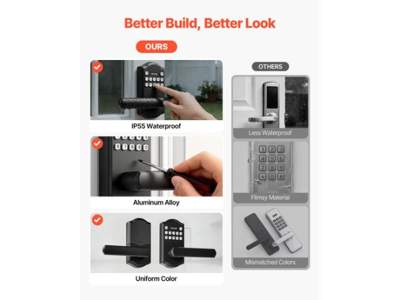 Keyless Entry Electronic Lever Door Lock with Handle and Keypad — Smart Lock, VEVOR