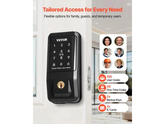 Touchpad Electronic Deadbolt Door Lock — Smart Lock, VEVOR