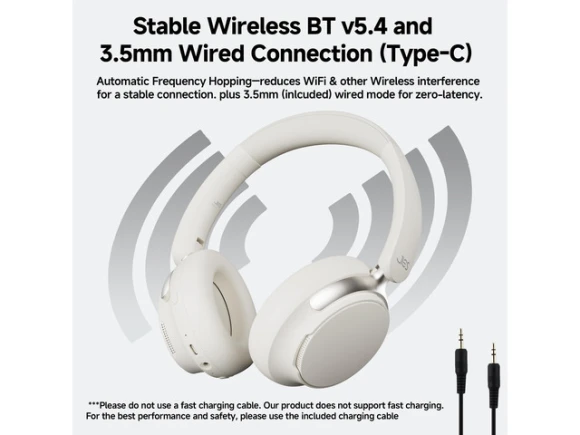 Over-ear hybrid active noise cancelling headphones, White — Wireless Earbuds, Generic Logic, Inc.