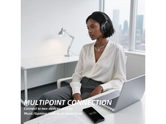 Over-ear hybrid active noise cancelling headphones, White — Wireless Earbuds, Generic Logic, Inc.