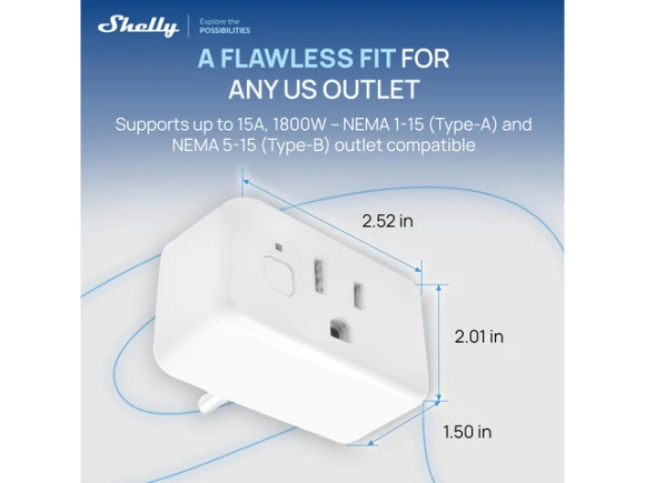Gen4 Smart Home Plug, 2 Pack, White — Smart Plug, Shelly