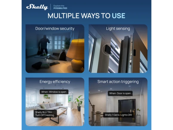 Smart Door and Window Sensor, Black — Motion Sensor, Shelly