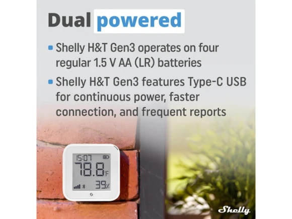 Wi-Fi Temperature and Humidity Sensor, White — Temperature & Humidity Sensor, Shelly
