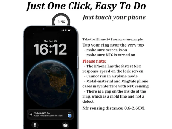NFC Digital Business Card Ring — Smart Ring, Generic Logic, Inc.