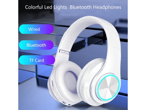 Over-ear Bluetooth Headphones with Colorful LED Backlighting — Wireless Earbuds, Generic Logic, Inc.