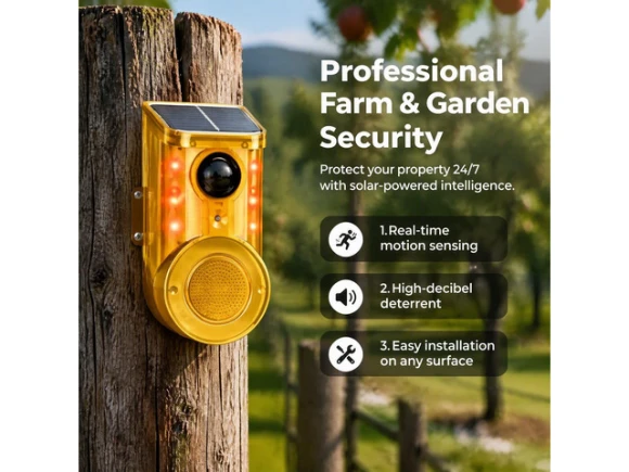 Solar Outdoor Motion Sensor Alarm, Yellow — Motion Sensor, Generic Logic, Inc.