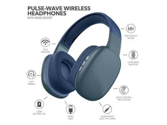 Navy Over-ear Bluetooth Headphones — Wireless Earbuds, Generic Logic, Inc.