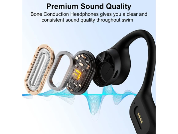 Red Bone-Conduction Swimming Headphones — Wireless Earbuds, Generic Logic, Inc.