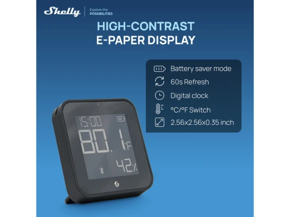 Temperature and Humidity Sensor with E-paper Display — Temperature & Humidity Sensor, Shelly