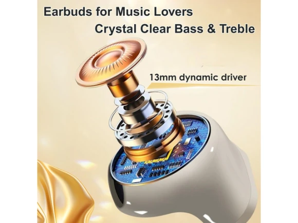 Beige Semi-In-Ear Bluetooth Earbuds — Wireless Earbuds, Generic Logic, Inc.