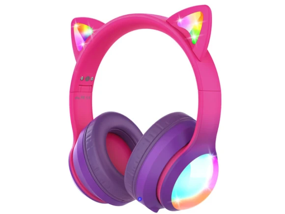 Kids Headphones, Hot Pink/Deep Purple — Wireless Earbuds, FosPower