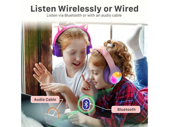 Over-ear headphones, Pink / Purple — Wireless Earbuds, FosPower