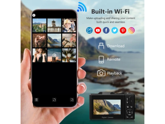 Digital Camera, 4K, 64MP, 180° Flip Screen, 18X Zoom, WiFi Sharing — Digital Cameras & Camcorders, Generic Logic, Inc.
