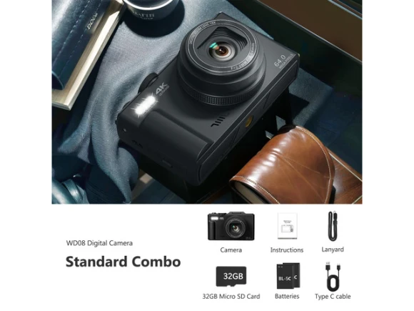 Digital Camera, 4K, 64MP, 180° Flip Screen, 18X Zoom, WiFi Sharing — Digital Cameras & Camcorders, Generic Logic, Inc.