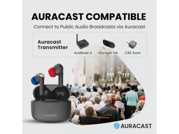 Bluetooth Earbuds with Auracast and Active Noise Cancellation — Wireless Earbuds, Avantree