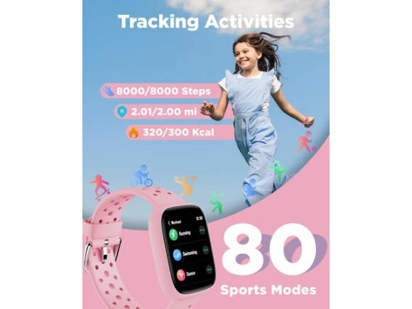 Kids Smartwatch with Fitness-Tracking Functions, Pink — Kids Smart Watch, Generic Logic, Inc.