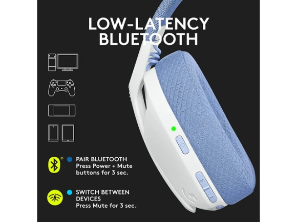 Wireless Gaming Headset, White — Wireless Earbuds, Logitech