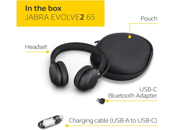 Bluetooth Wireless Headset, Dual-Ear, with USB-C Adapter — Wireless Earbuds, Jabra
