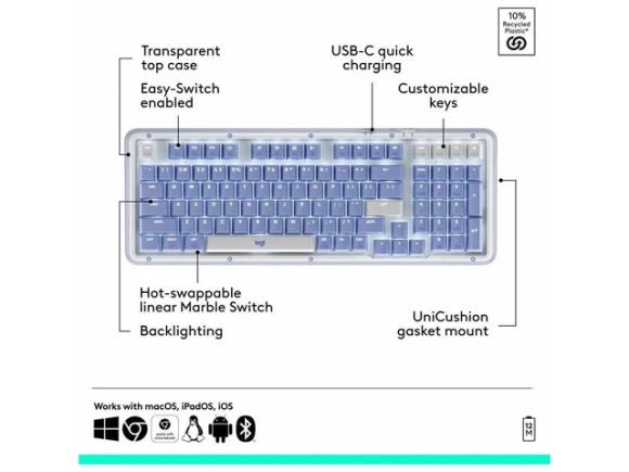 Customizable Wireless Mechanical Keyboard — Bluetooth Keyboard, Logitech