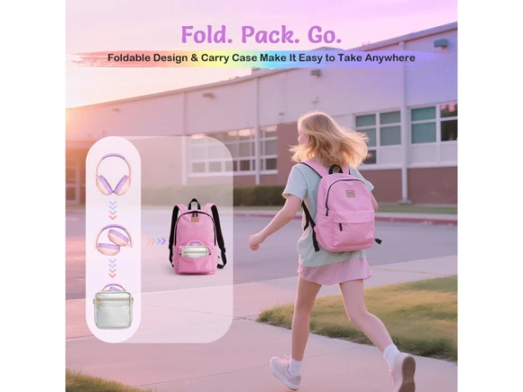Pink Over-ear Headphones with Portable Case — Wireless Earbuds, Generic Logic, Inc.