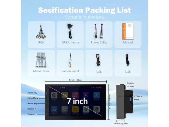 7-Inch Double DIN Car Stereo — Car Infotainment System, Generic Logic, Inc.