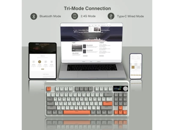 75% Mechanical Keyboard with TFT Display and Knob — Bluetooth Keyboard, Womier