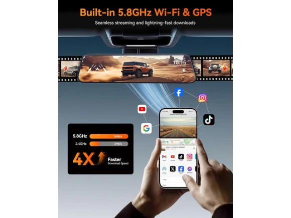 12-Inch Mirror Dash Cam — Dash Cam, WOLFBOX