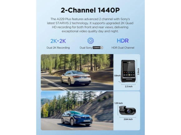 2-Channel Front and Rear Dash Camera — Dash Cam, VIOFO