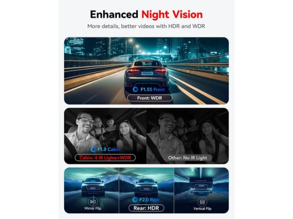 3-Channel Dash Cam — Dash Cam, REDTIGER