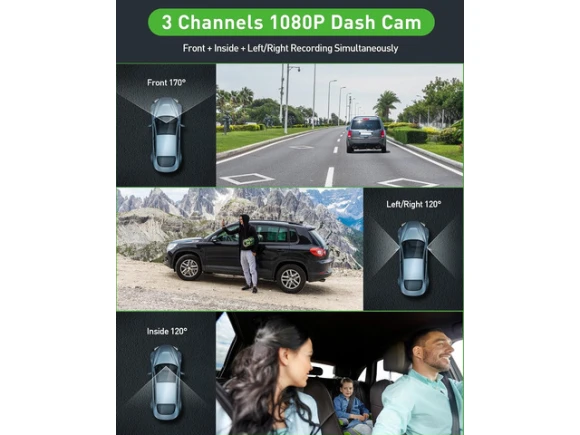 3-Channel Dash Camera — Dash Cam, WESTWAY