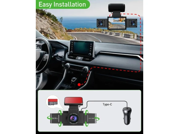 3-Channel Dash Camera — Dash Cam, WESTWAY