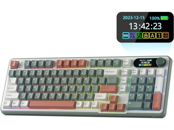 96% Mechanical Keyboard with Smart Display and Knob — Bluetooth Keyboard, RK ROYAL KLUDGE