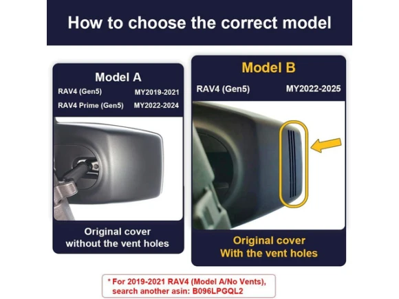 Dash Camera for Toyota RAV4, 2022–2025 (Model B / with vent hole on cover) — Dash Cam, Fitcamx