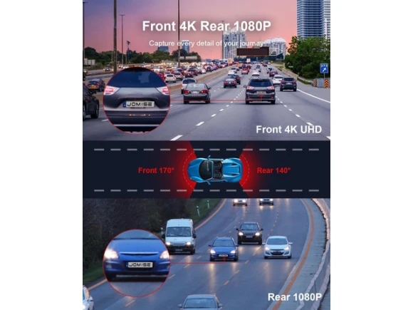 Front and Rear Dual Dash Camera with 4K UHD 2160P — Dash Cam, JOMISE