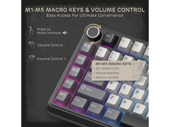Gasket-Mount Mechanical Keyboard with Tri-Mode Connectivity — Bluetooth Keyboard, RK ROYAL KLUDGE