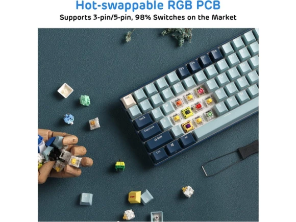 Mechanical Keyboard with Wrist Rest, Limited Edition — Bluetooth Keyboard, Royal Kludge