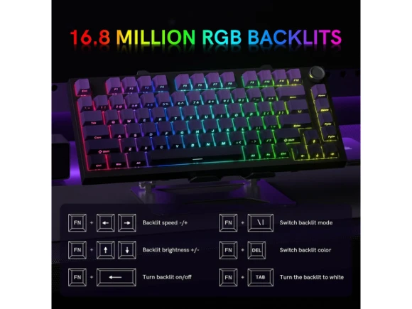 Purple 75% Wireless Gaming Mechanical Keyboard — Bluetooth Keyboard, COSTOM