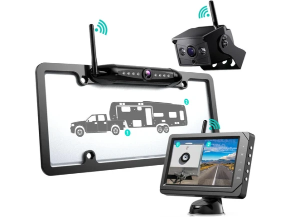 Wireless Backup Camera System with Split-Screen 5-Inch Monitor — Backup Camera, WESTWAY